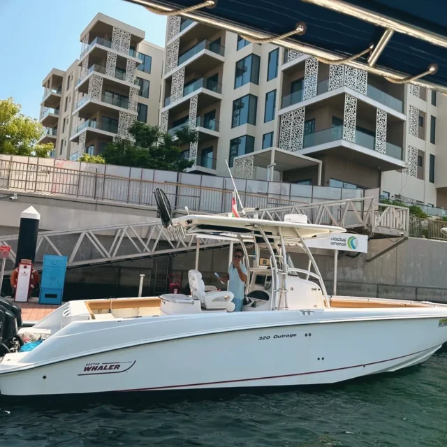 The boat moored at the marina
