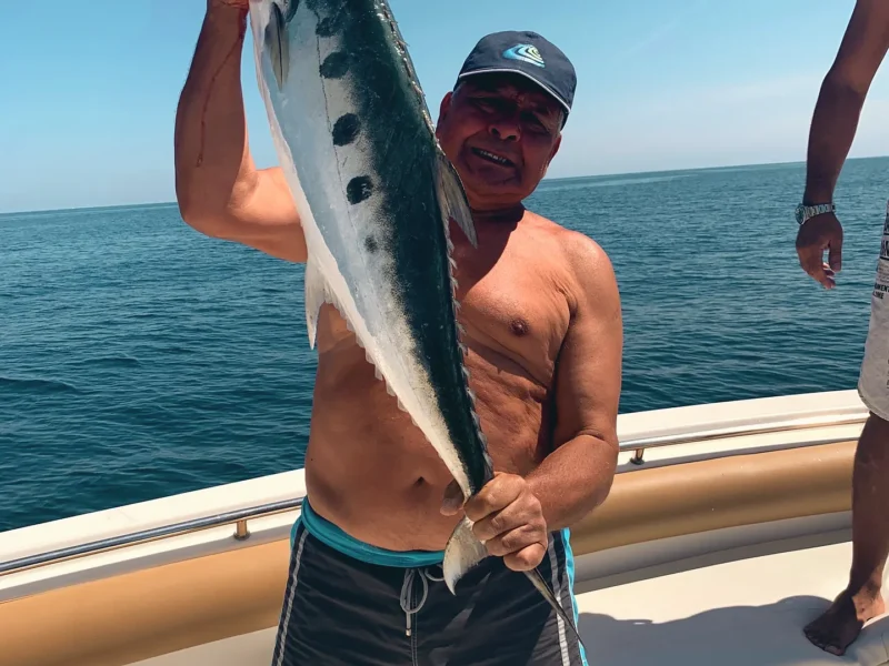 A guest with the catch of the day